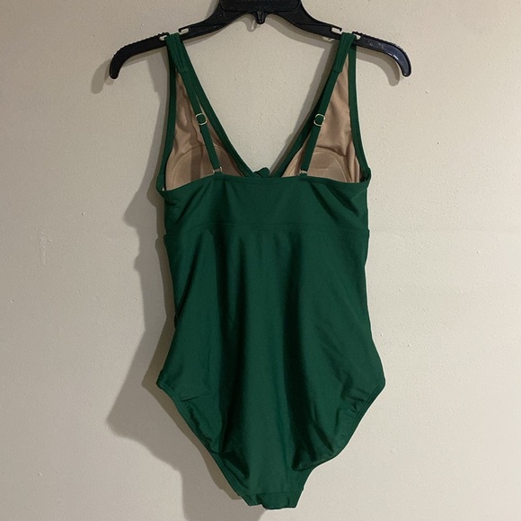 KONA SOL Green Women's Tie-Front Ruched Full Coverage One Piece Swimsuit… - Picture 9 of 11